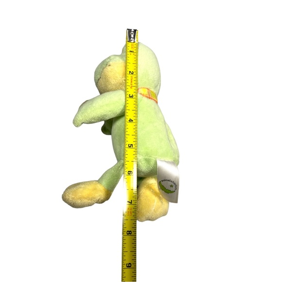 ANIMAL ADVENTURE GREEN YELLOW FROG BOW LOVEY PLUSH STUFFED ANIMAL 6” INCHES - Picture 8 of 8